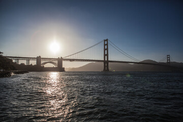Fototapeta premium Golden Gate bridge sunset on a sunny day in july , San Francisco , USA