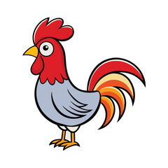 Cartoon rooster clipart vector illustration in flat style.