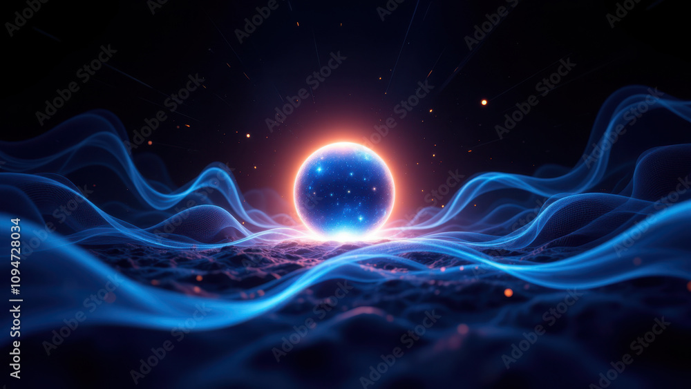 Aufkleber abstract high-tech background with cosmic energy effects and a glowing core.