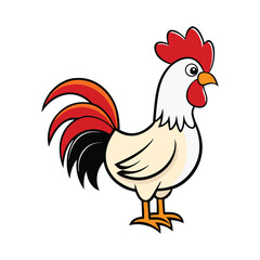 Cartoon rooster clipart vector illustration in flat style.