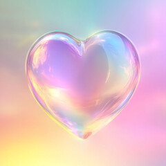 stylized heart graphic, dynamic rainbow pastel hues, soft and seamless gradient backdrop, glowing aura, representing love and affection, minimal and modern design, Generative AI