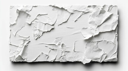Textured White Surface with Layered Torn Paper Creases, Artistic Background for Minimalist Design Projects, Modern Home Decor, or Creative Artistic Concepts