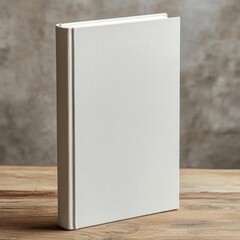 Blank White Hardcover Book Mockup on Wooden Table