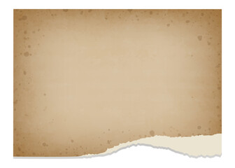 破れた古紙風の背景、古びた紙、経年劣化、シミ、ヤケ