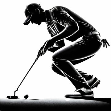 recommend clip art: Golfers playing golf in various postures