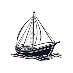 boat logo illustration, isolated on white background