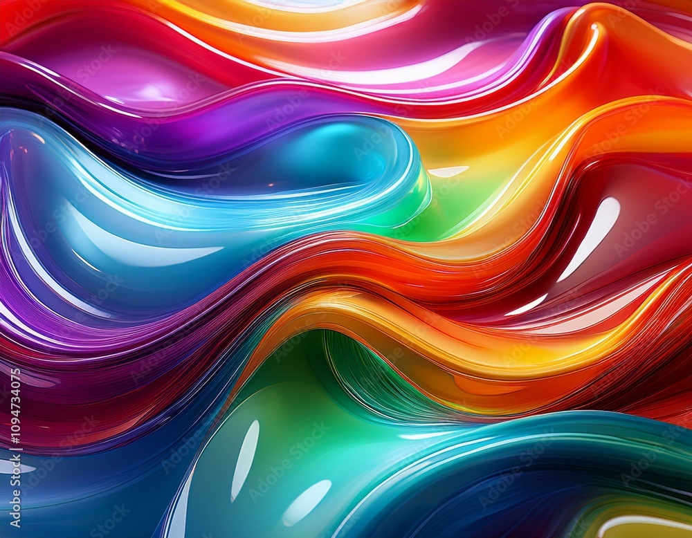 Canvas Prints colorful wavy shapes and a shiny plastic texture for abstract background art design