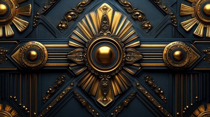 Opulent Gold and Black Art Deco Design: A Luxurious Geometric Pattern