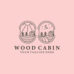 set logo wood cabin  vector illustration icon design