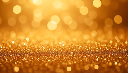 Golden Glitter Background with Shimmering Bokeh Lights.