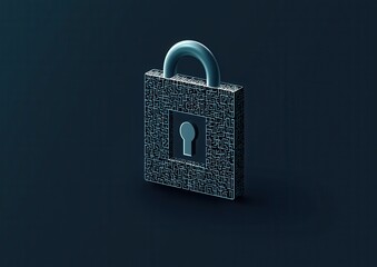 Anti-tracking concept. A digital lock with a unique design, symbolizing security and protection, stands against a dark background.