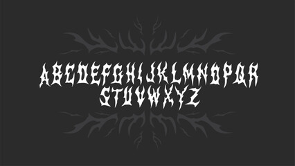 font sharp and dramatic alphabet typeface vector dark lettering set
