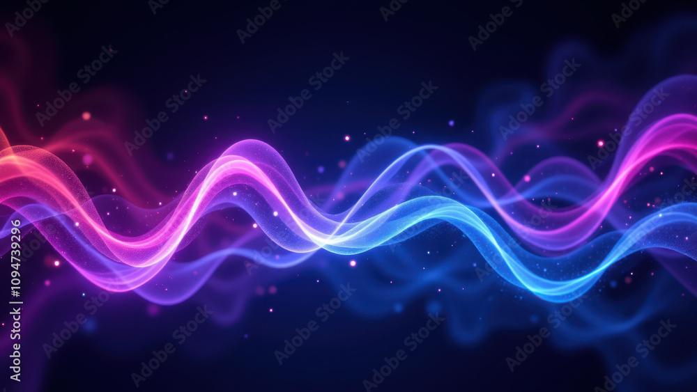 Poster a futuristic high-tech abstract background with flowing digital waves.