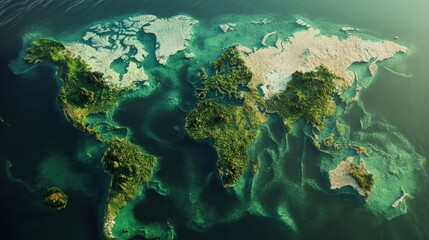 Lush Green Earth A Textured World Map