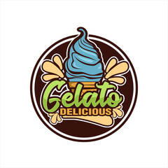 gelato ice cream logo illustration logo, label, business branding