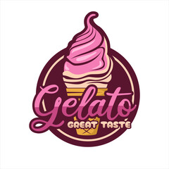 gelato ice cream logo illustration logo, label, business branding
