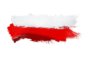 polish flag painted using brush isolated over white (transparent) background; simple poland country sybol