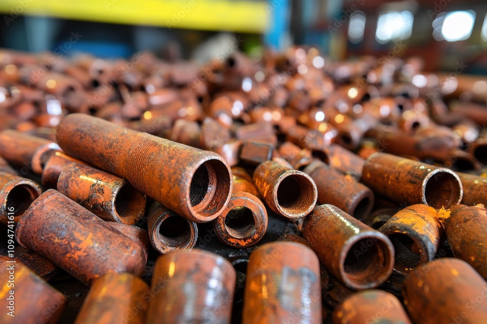 Poster rusty tools and parts on a workbench surface