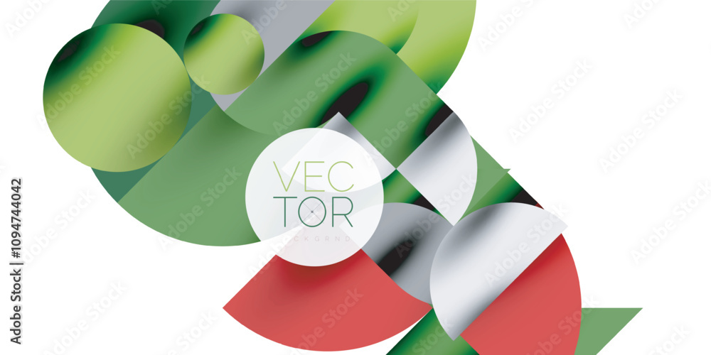 Poster Tech minimal circular shapes geometric art. Vector modern circles