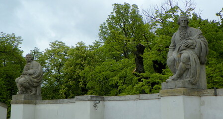 Poland, Warsaw, Łazienki Park (Royal Baths Park), Amfiteatr, the statues on the crown of the Amphitheatre