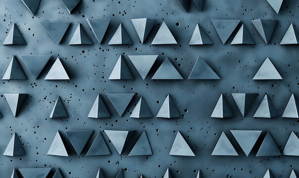 A sophisticated design with small black triangles in a hexagonal formation on a muted gray background, offering a clean and contemporary feel