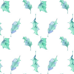Holly leaves watercolor pattern