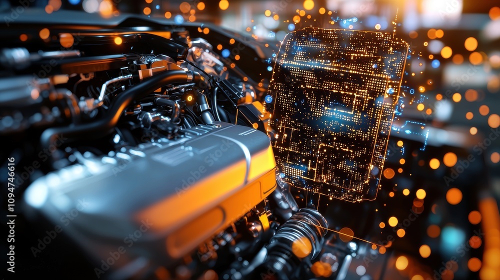 Aufkleber engine diagnostic readings and components overview