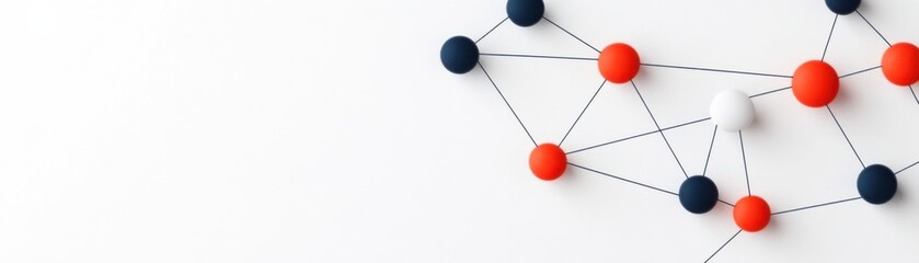 Fototapeta premium A colorful network of interconnected nodes on a white background, symbolizing connectivity, data flow, or collaboration.