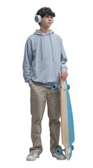 Teenager posing with a skateboard