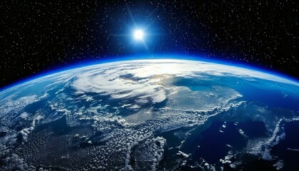 Obraz premium Upper curve of the planet earth from the space