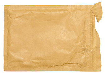 Rectangular envelope made of brown paper on isolated background