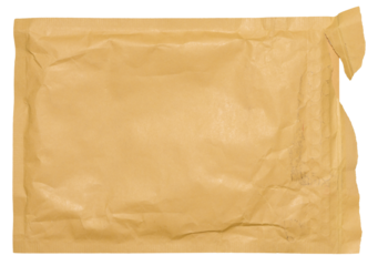 Rectangular envelope made of brown paper on isolated background