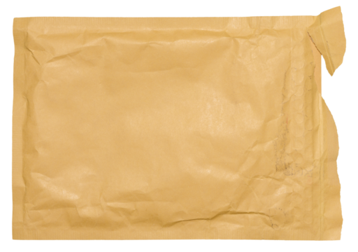 Rectangular envelope made of brown paper on isolated background