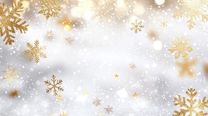 Elegant golden snowflakes on a festive background