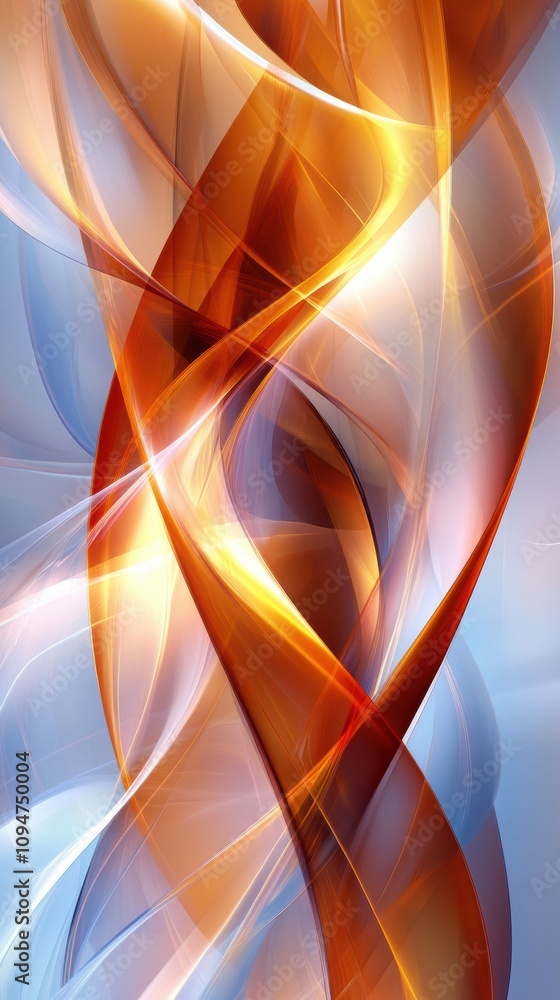 Poster abstract waves of orange and blue create a dynamic and fluid visual experience, ai