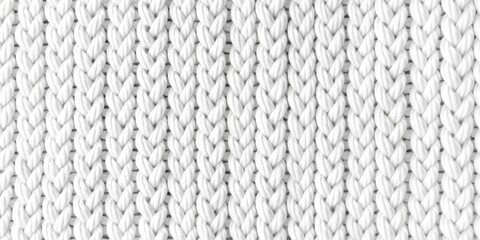 White knitted wool texture close up. Chunky knit pattern with vertical ribbed stitches. Clean minimal textile background. Cozy winter sweater material macro photography. 8k fabric backdrop