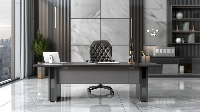 A high-end transparent image of a sophisticated office desk with modern decor, perfect for corporate branding. 32k, full ultra HD, high resolution