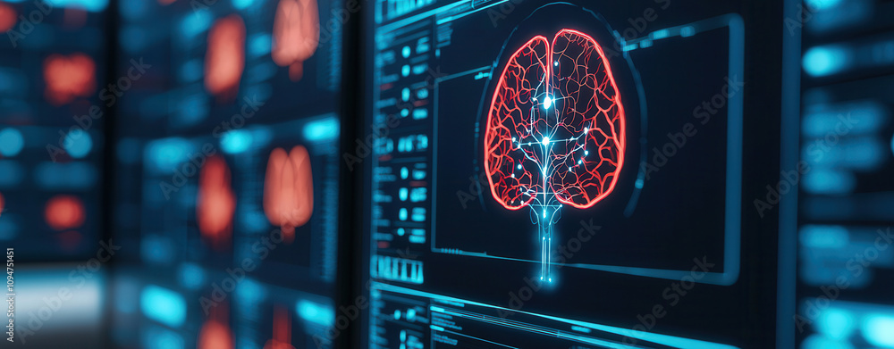 Poster artificial intelligence medical research and innovative solutions. visualizing advanced medical ai s
