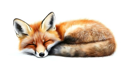 Obraz premium Beautiful red fox in watercolors isolated on white