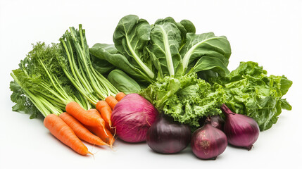 Organic vegetables from farmer market on white background 