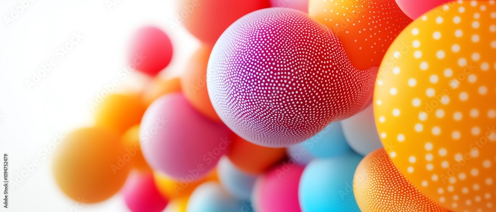 Poster 3d rendering of speech bubbles with dot patterns on a white background, illustrating communication, 