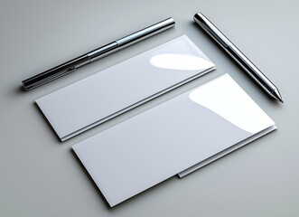 Mockup of a blank letter, business cards, and envelopes in 3D illustration.