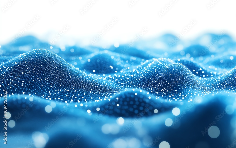 Poster blue world map with interconnected nodes and lines on a white background, 3d rendering, symbolizing 