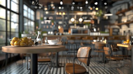 Fototapeta premium High-end elegant transparent image of a stylish cafe interior with contemporary decor, ideal for hospitality advertisements. 32k, full ultra HD, high resolution