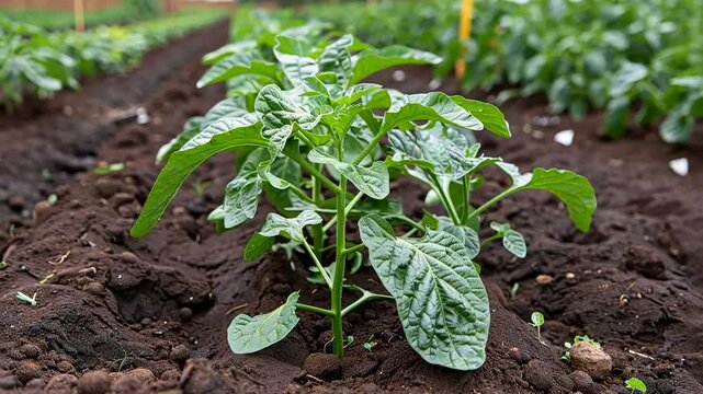 Growing healthy tomato plants in a vibrant garden during summer