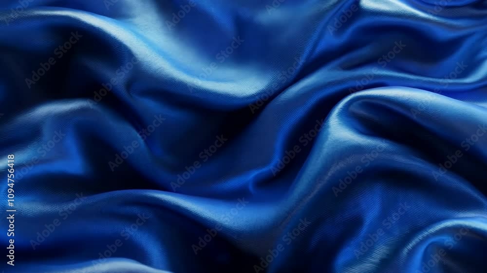 Poster a blue fabric with a wave pattern. the wave pattern is very prominent and the fabric is very smooth