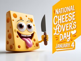 A festive display celebrating National Cheese Lovers Day with various cheese types and decorations.