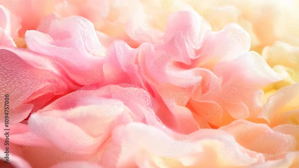 Poster a pink and yellow fabric with a wave pattern. the colors are bright and the fabric appears to be mad