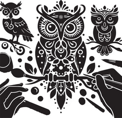 Majestic Owl in Minimalist Vector Art - Wildlife Illustration
