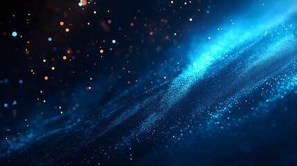 Fototapeta premium Abstract blue particle wave background.